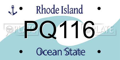 PQ116 Rhode Island License Plate