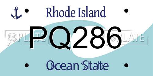 PQ286 Rhode Island License Plate