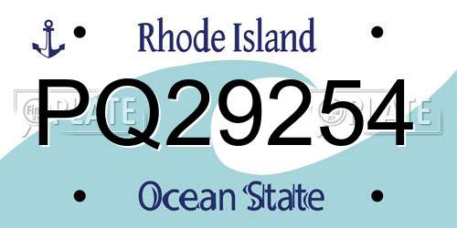 PQ29254 Rhode Island License Plate