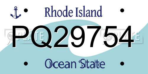 PQ29754 Rhode Island License Plate