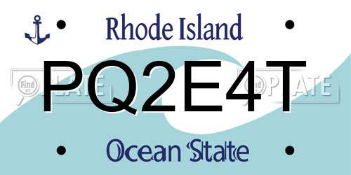 PQ2E4T Rhode Island License Plate