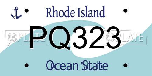 PQ323 Rhode Island License Plate