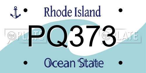 PQ373 Rhode Island License Plate