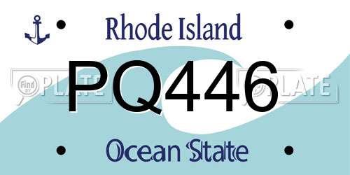 PQ446 Rhode Island License Plate