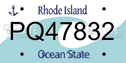 PQ47832 Rhode Island License Plate