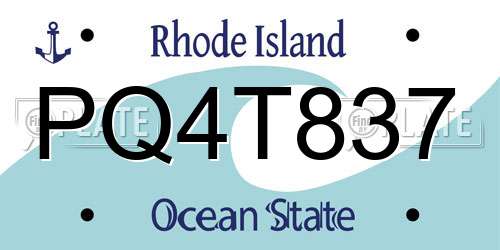 PQ4T837 Rhode Island License Plate