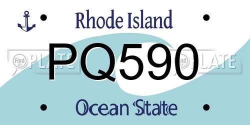 PQ590 Rhode Island License Plate