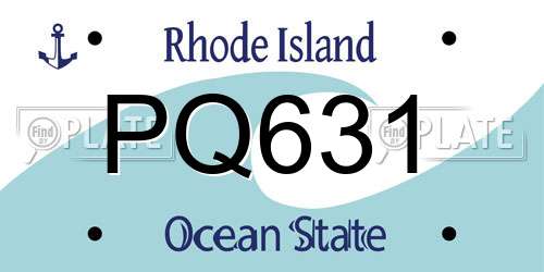 PQ631 Rhode Island License Plate