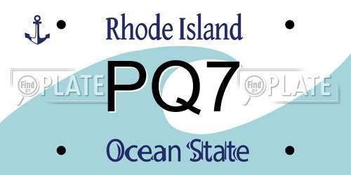 PQ7 Rhode Island License Plate
