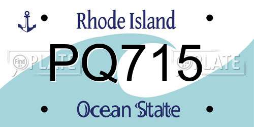 PQ715 Rhode Island License Plate