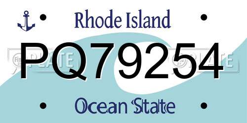 PQ79254 Rhode Island License Plate