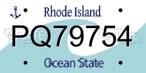 PQ79754 Rhode Island License Plate