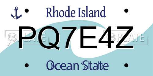PQ7E4Z Rhode Island License Plate