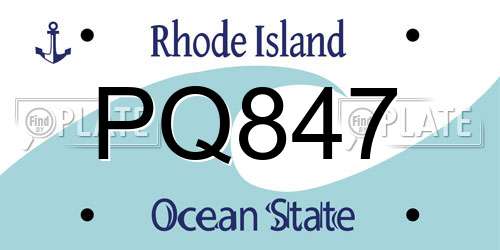 PQ847 Rhode Island License Plate