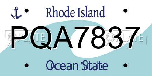 PQA7837 Rhode Island License Plate
