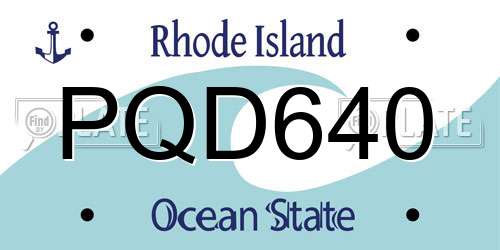 PQD640 Rhode Island License Plate