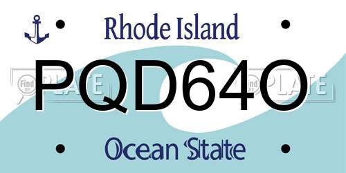 PQD64O Rhode Island License Plate