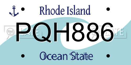 PQH886 Rhode Island License Plate