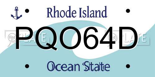 PQO64D Rhode Island License Plate