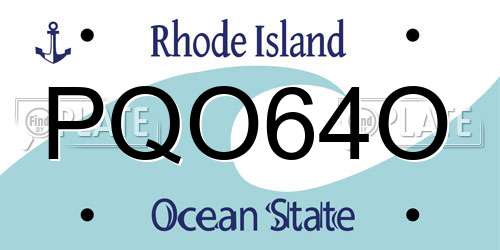 PQO64O Rhode Island License Plate