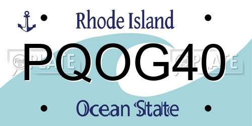 PQOG40 Rhode Island License Plate