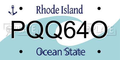 PQQ64O Rhode Island License Plate