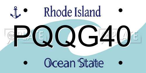 PQQG40 Rhode Island License Plate