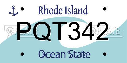 PQT342 Rhode Island License Plate