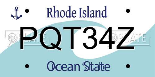 PQT34Z Rhode Island License Plate