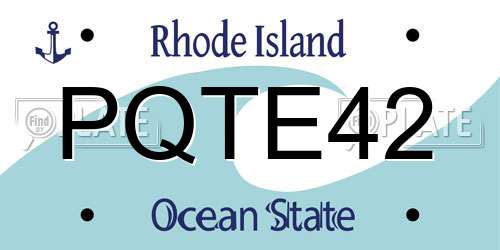 PQTE42 Rhode Island License Plate