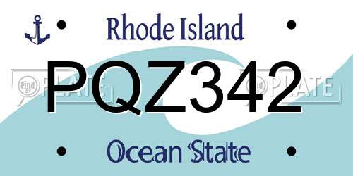 PQZ342 Rhode Island License Plate