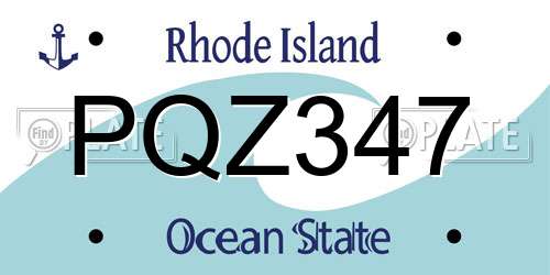 PQZ347 Rhode Island License Plate