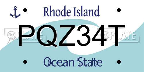 PQZ34T Rhode Island License Plate