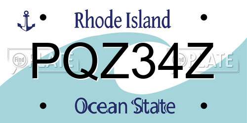 PQZ34Z Rhode Island License Plate