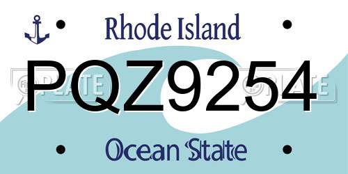 PQZ9254 Rhode Island License Plate