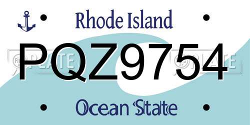 PQZ9754 Rhode Island License Plate