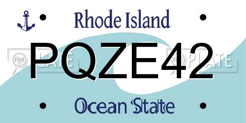 PQZE42 Rhode Island License Plate