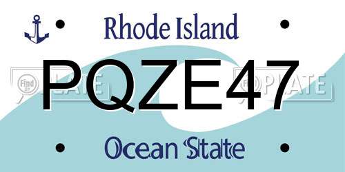 PQZE47 Rhode Island License Plate