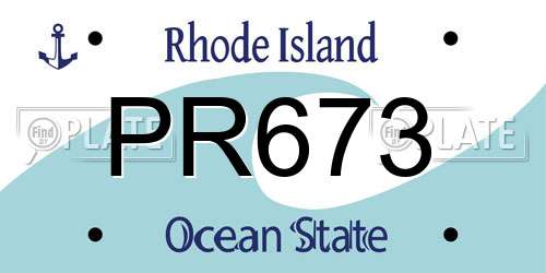 PR673 Rhode Island License Plate