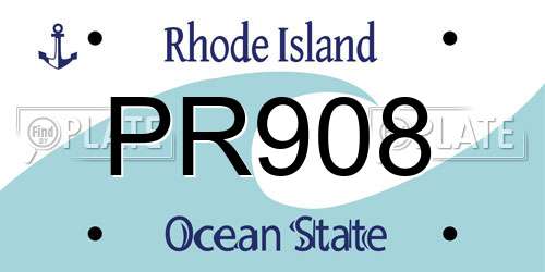 PR908 Rhode Island License Plate