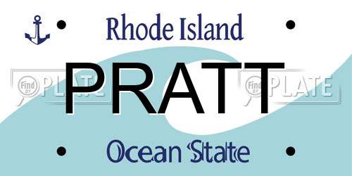 PRATT Rhode Island License Plate