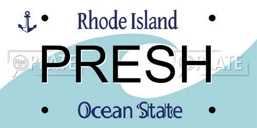 PRESH Rhode Island License Plate