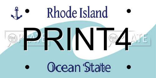 PRINT4 Rhode Island License Plate