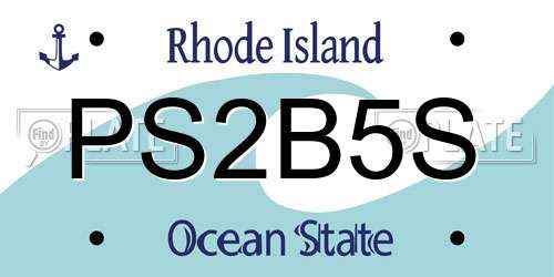 PS2B5S Rhode Island License Plate