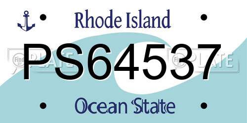 PS64537 Rhode Island License Plate