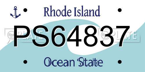 PS64837 Rhode Island License Plate