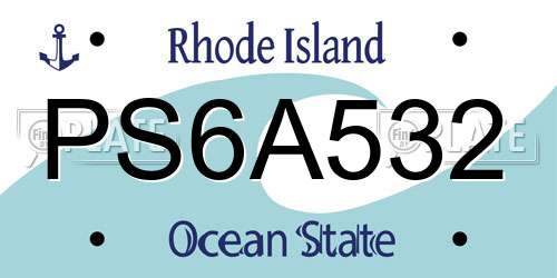 PS6A532 Rhode Island License Plate