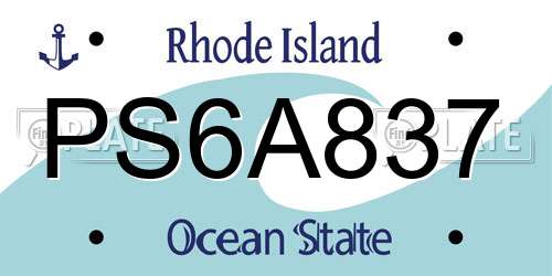 PS6A837 Rhode Island License Plate