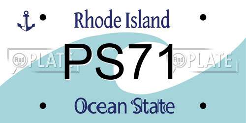 PS71 Rhode Island License Plate