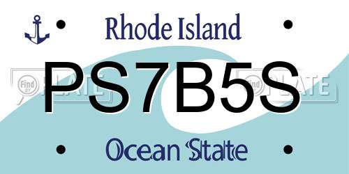 PS7B5S Rhode Island License Plate
